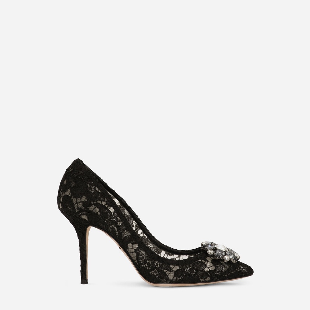 Dolce & Gabbana Black Lace rainbow pumps with brooch detailing - Size IT 36/US6